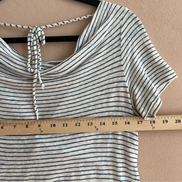 Anthropologie Maeve Coastal 100% Linen Striped Horizon Short Sleeve Top in Small - Picture 9 of 10